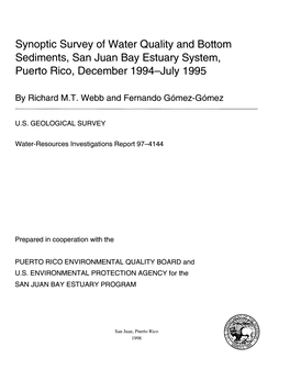 Synoptic Survey of Water Quality and Bottom Sediments, San Juan Bay Estuary System, Puerto Rico, December 1994-July 1995