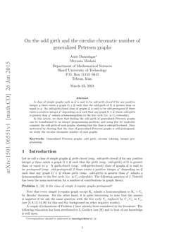 On the Odd Girth and the Circular Chromatic Number of Generalized Petersen Graphs