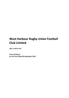 West Harbour Rugby Union Football Club Limited