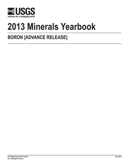 2013 Minerals Yearbook BORON [ADVANCE RELEASE]