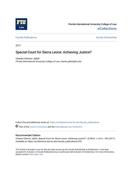 Special Court for Sierra Leone: Achieving Justice?