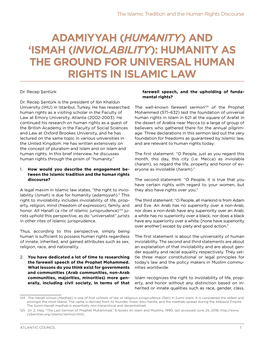 Adamiyyah (Humanity) and 'Ismah (Inviolability