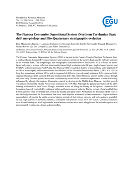 The Pianosa Contourite Depositional System (Northern Tyrrhenian Sea): Drift Morphology and Plio-Quaternary Stratigraphic Evolution