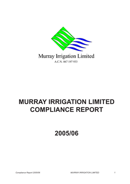 MURRAY IRRIGATION LIMITED Compliance Report 2005/06 Chapter 5: Murray Land and Water Management Plans