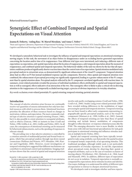 Synergistic Effect of Combined Temporal and Spatial Expectations on Visual Attention