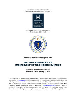 Strategic Framework for Massachusetts Public Higher Education