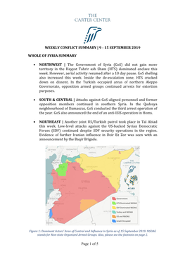 Weekly Conflict Summary | 9 - 15 September 2019
