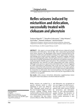 Reflex Seizures Induced by Micturition and Defecation, Successfully Treated