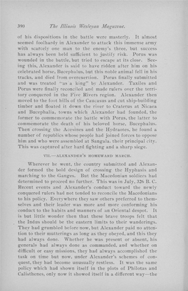 The Illinois Wesleyan Magazine. of His Dispositions in the Battle Were Masterl}