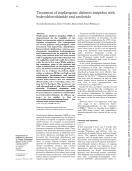 Treatment of Nephrogenic Diabetes Insipidus with Hydrochlorothiazide and Amiloride