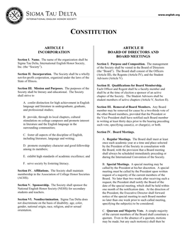 Constitution of Sigma Tau Delta International