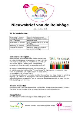 Nieuwsbrief Van De Reinbôge