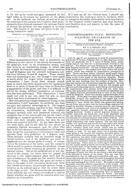 Panophthalmitis—Fatal Meningitis Following Enucleation of When Opera- ¡Degrees of Rotation