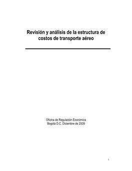 Revisión Y Análisis De La Estructura De Costos De Transporte Aéreo