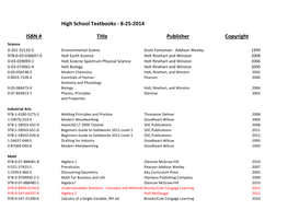 High School Textbooks - 8-25-2014