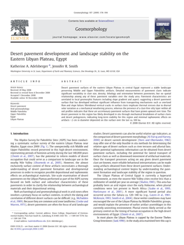 Desert Pavement Development and Landscape Stability on the Eastern Libyan Plateau, Egypt