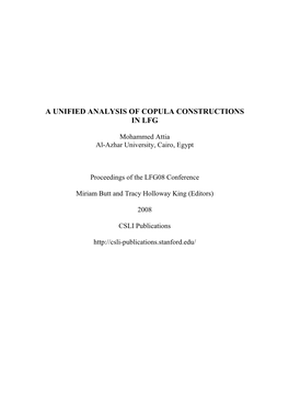 A Unified Analysis of Copula Constructions in Lfg