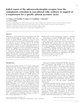 Failed Export of the Adrenocorticotrophin Receptor from The