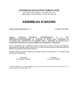 Page 1 CONSIGLIO DI BACINO VERONA SUD Sede Legale: Piazza