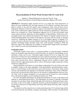 Mycoremediation of Waste Wood Treated with CCA and ACQ