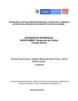 DIAGNÓSTICO DIFERENCIAL ASOPICUMBES Resguardo De Cumbal Cumbal, Nariño Camila Ovalle Cortes, Angélica María González