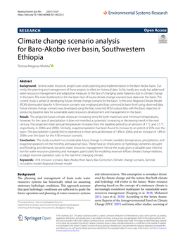 Climate Change Scenario Analysis for Baro-Akobo River Basin, Southwestern Ethiopia