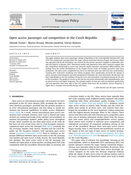 Open Access Passenger Rail Competition in the Czech Republic