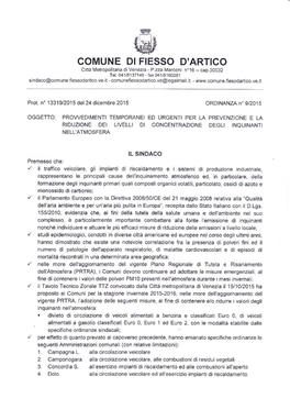 GOMUNE DI FIESSO D'artico Città Metropolitana Di Venezia - P.Zza Marconi N'16 - Cap.30032 Rel O4115137145 - 'Íax 04115160281 Sindaco@Comune.Fiessodartico.Ve