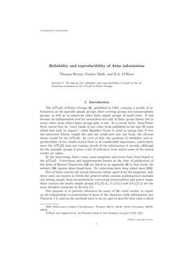 Reliability and Reproducibility of Atlas Information