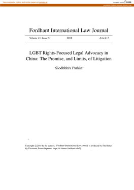 LGBT Rights-Focused Legal Advocacy in China: the Promise, and Limits, of Litigation