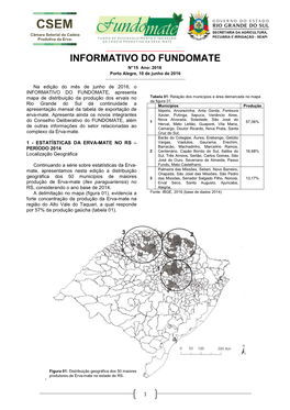 INFORMATIVO DO FUNDOMATE N° 15 Ano: 2016 Porto Alegre, 10 De Junho De 2016 ______