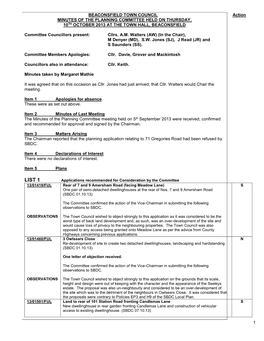 Minutes of the Planning Committee Held on Thursday, 10Th October 2013 at the Town Hall, Beaconsfield