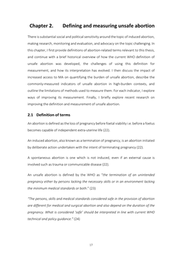 Chapter 2. Defining and Measuring Unsafe Abortion