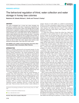 The Behavioral Regulation of Thirst, Water Collection and Water Storage in Honey Bee Colonies Madeleine M