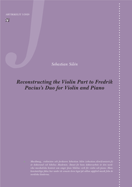 Reconstructing the Violin Part to Fredrik Pacius's Duo for Violin And