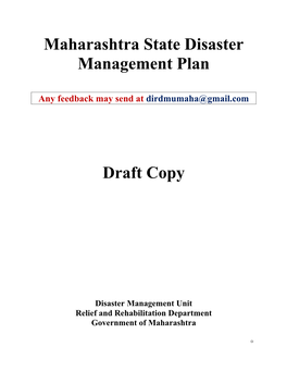 Maharashtra State Disaster Management Plan Draft Copy