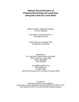 Historic Reconstruction of Property Ownership and Land Uses Along the Lower St