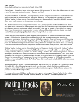 Press Released “Making Tracks: C.L