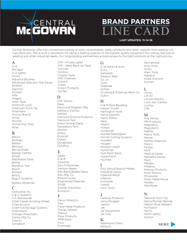 Brand Partners Line Card Last Updated: 11-14-18