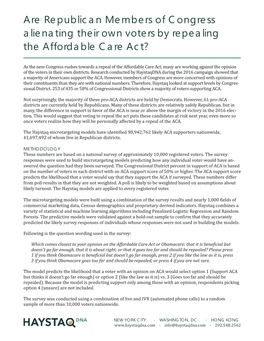 Are Republican Members of Congress Alienating Their Own Voters by Repealing the Affordable Care Act?