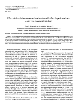 Effect of Depolarization on Striatal Amino Acid Efflux in Perinatal Rats: an in Vivo Microdialysis Study