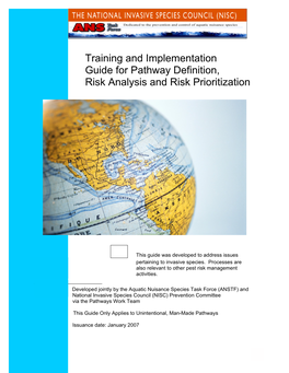 2007, Training and Implementation Guide for Pathway Definition, Risk Analysis