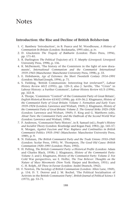 Introduction: the Rise and Decline of British Bolshevism