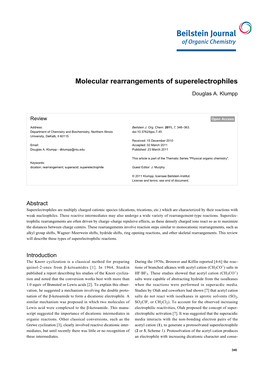 Molecular Rearrangements of Superelectrophiles