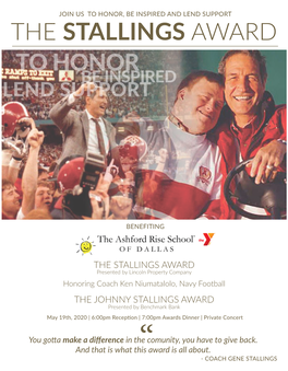 The Stallings Award to Honor Be Inspired Lend Support