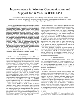 Improvements in Wireless Communication and Support for WMSN in IEEE 1451