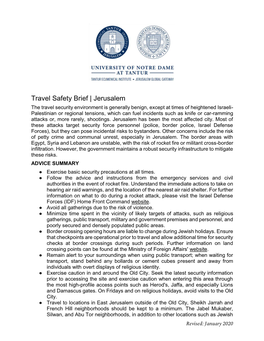 Travel Safety Brief | Jerusalem