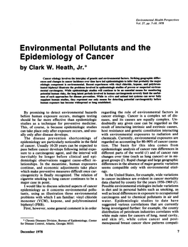 Epidemiology of Cancer by Clark W