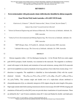 REVISION 1 Ferro-Tschermakite with Polysomatic Chain-Width Disorder