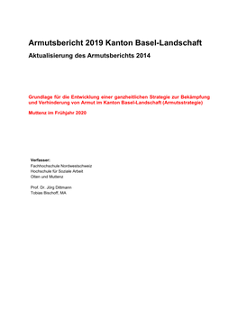 Armutsbericht 2019 Kanton Basel-Landschaft Aktualisierung Des Armutsberichts 2014